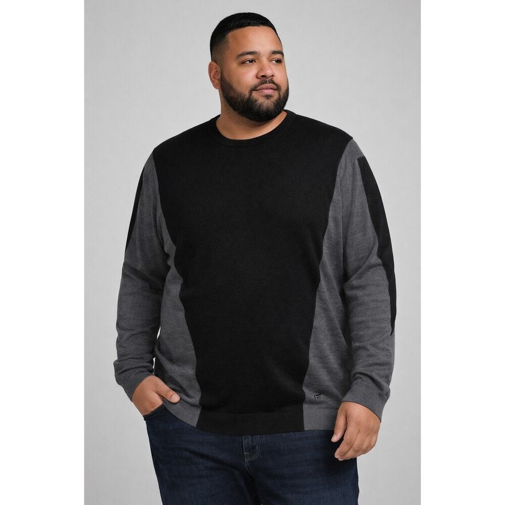 J.Lindeberg Men's Gray Black Merino Wool Colorblock Sweater Marcel Tech Pullover